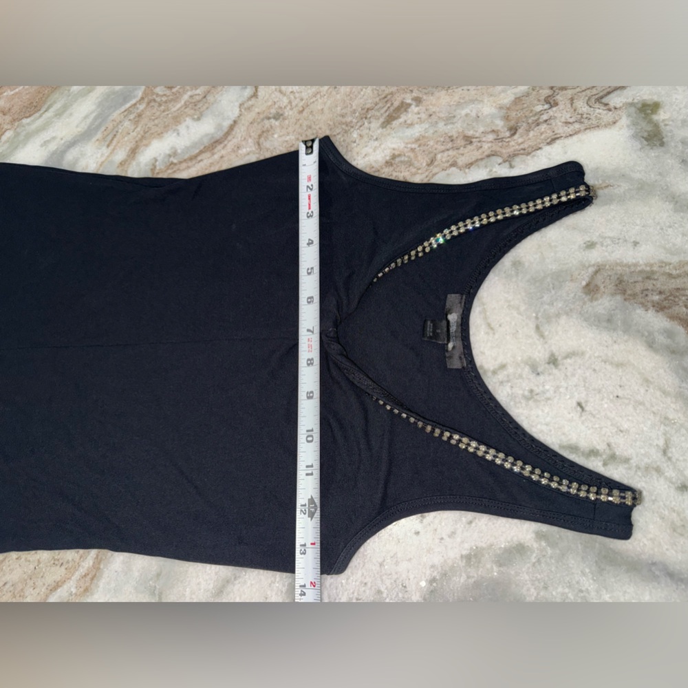Express black dress tank top rhinestone embellished neckline small - Picture 7 of 8